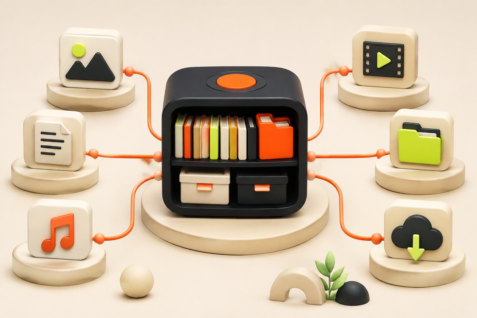 Media assets organized around a shared digital library.